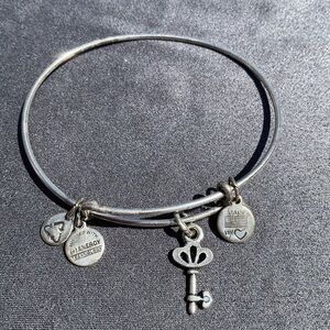 Alex and Ani Retired Key Charm Bangle Silver Expandable Stack Timeless Bracelet
